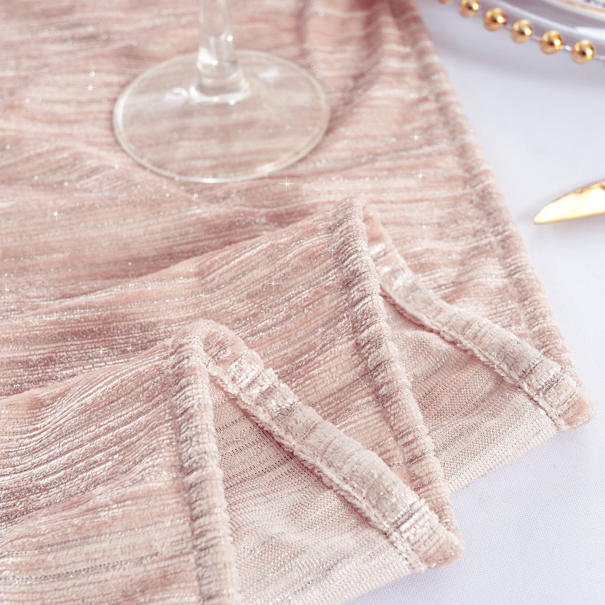 Velvet Table Runner 13x108 Blush Pink/Rose Gold