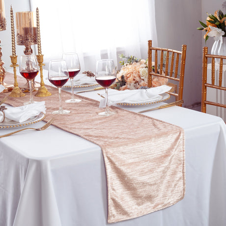 Velvet Table Runner 13x108 Blush Pink/Rose Gold