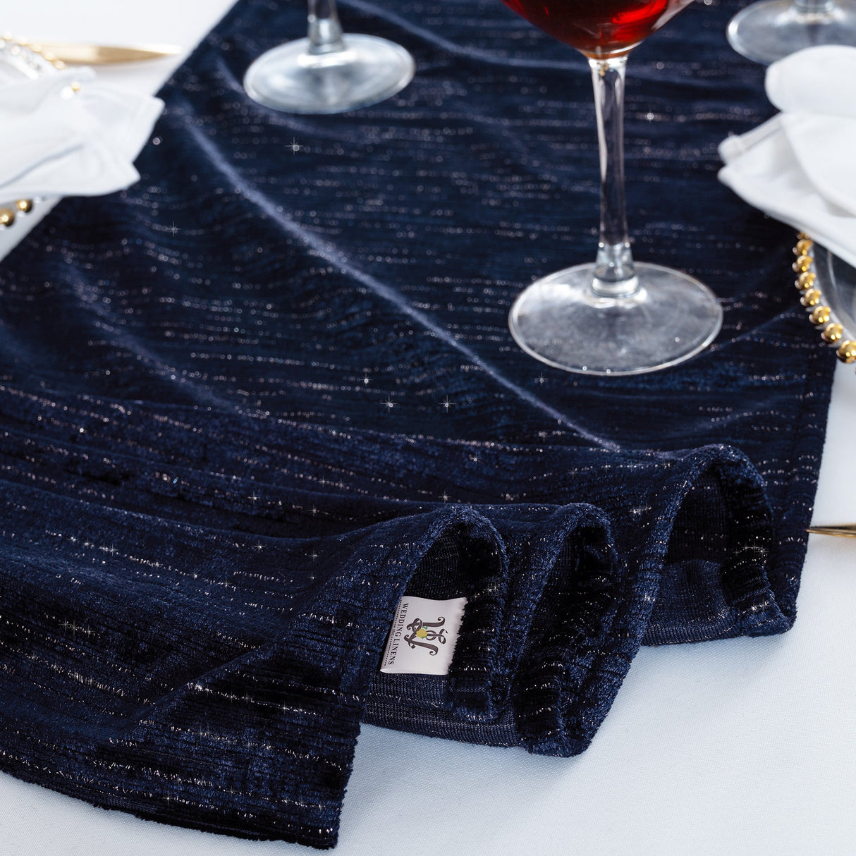 Velvet Table Runner 13x108 Navy Blue