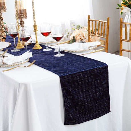 Velvet Table Runner 13x108 Navy Blue
