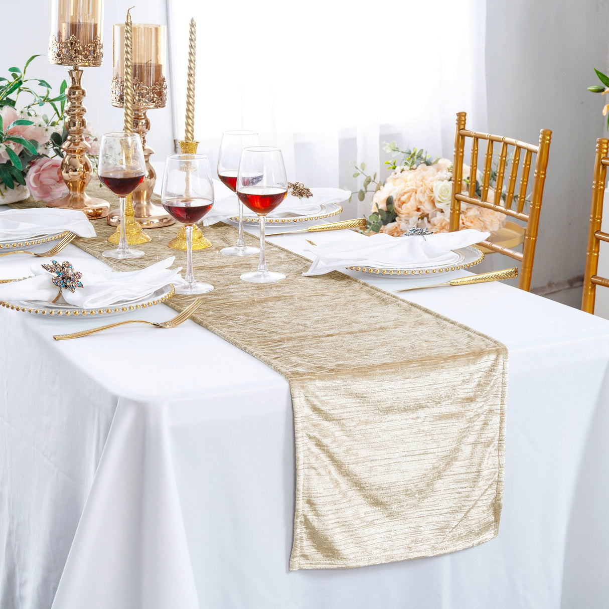 Velvet Table Runner 13x108 Champagne