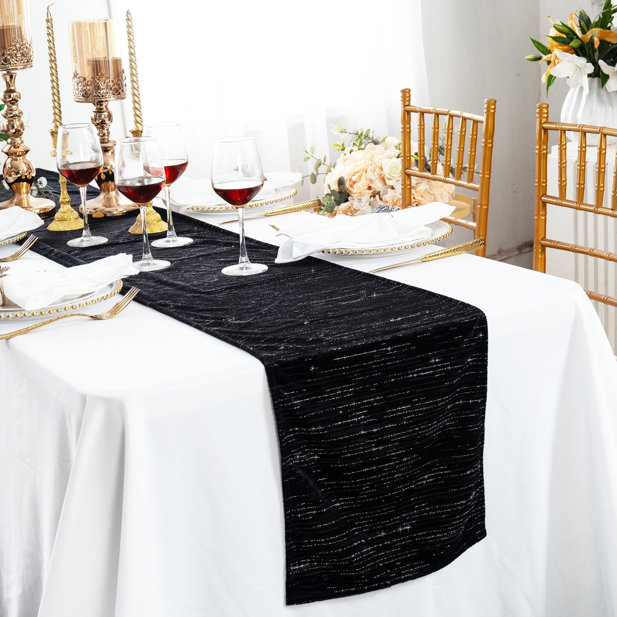 Velvet Table Runner 13x108 Black