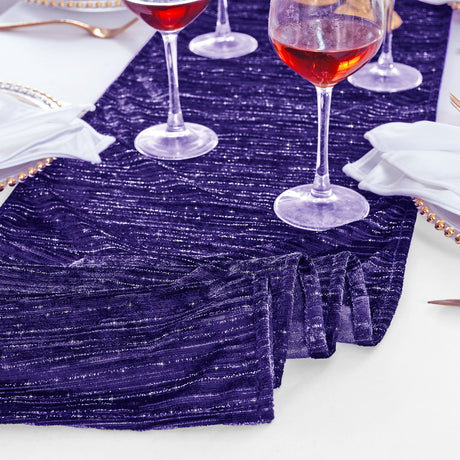 Chenille Shimmer Metallic Jacquard Velvet Table Runner
