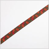Brown/ Orange Floral French Jacquard Ribbon