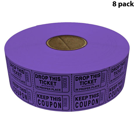 Double Roll Raffle Tickets – Coupon Tickets (2000/Roll) – Available in 8 Colors: Red, Blue, Green, Yellow, Orange, Purple, Pink & White