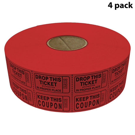 Double Roll Raffle Tickets – Coupon Tickets (2000/Roll) – Available in 8 Colors: Red, Blue, Green, Yellow, Orange, Purple, Pink & White
