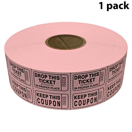 Double Roll Raffle Tickets – Coupon Tickets (2000/Roll) – Available in 8 Colors: Red, Blue, Green, Yellow, Orange, Purple, Pink & White