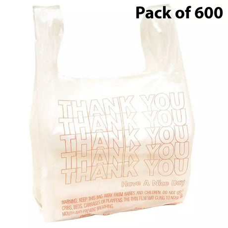 Thank You T-Shirt Bags, 11.5" x 6.5" x 22" - Retail Carry-Out Bags - Eco-Friendly Tote Bags | Raheev®