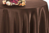 Round Heavy Duty Satin Tablecloth 132" Chocolate