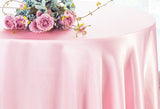 Round Heavy Duty Satin Tablecloth 132" Pink