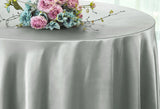 Round Satin Tablecloth 132" Silver