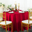 Round Polyester Tablecloth 132" Marquis Damask Apple Red