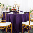 Round Polyester Tablecloth 132" Marquis Damask Eggplant
