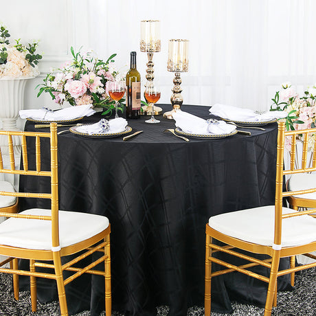 Seamless Round Plaid Jacquard Polyester (240 GSM) Tablecloth
