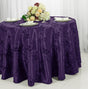Round Ribbon Taffeta Tablecloth 132" Eggplant
