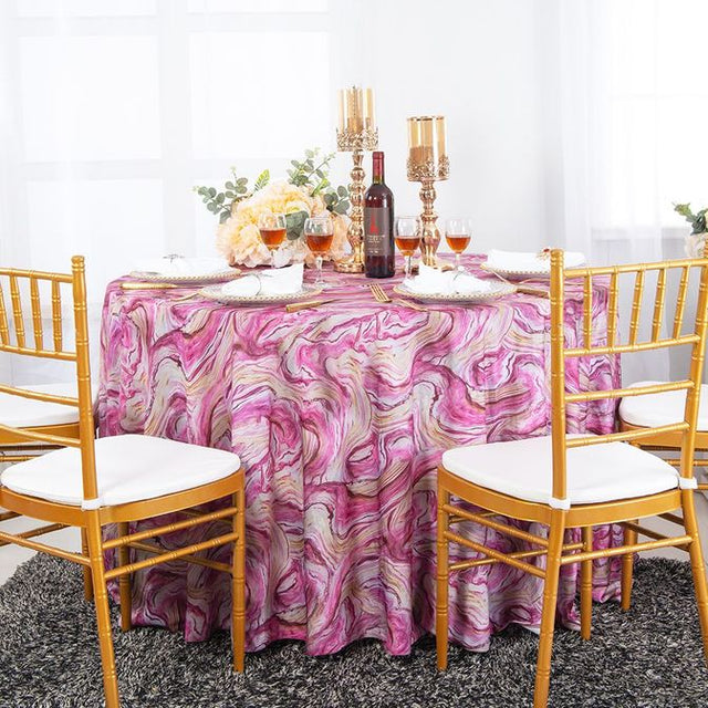 Round Scuba Tablecloth 132" Agate Pink