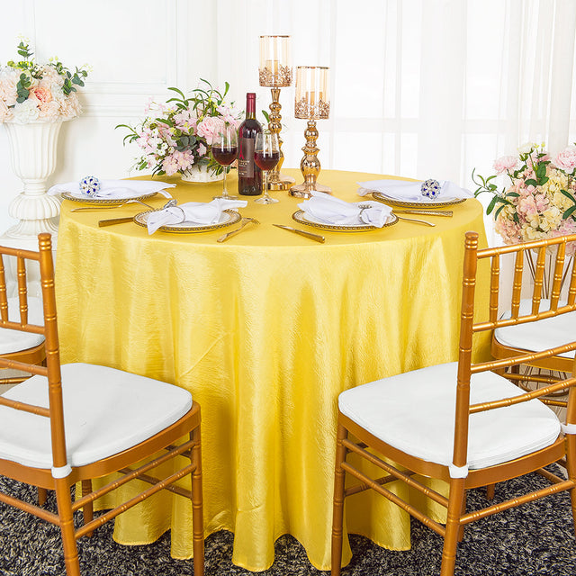 Round Crushed Taffeta Tablecloth 108" Canary Yellow