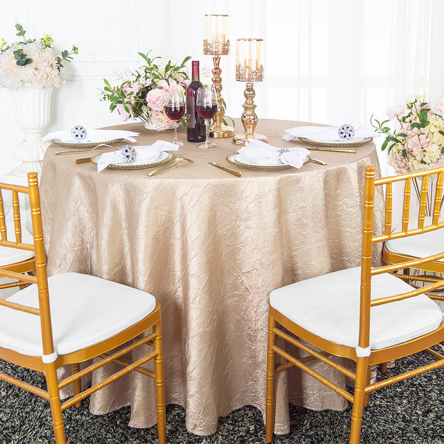 Round Crushed Taffeta Tablecloth 108" Champagne