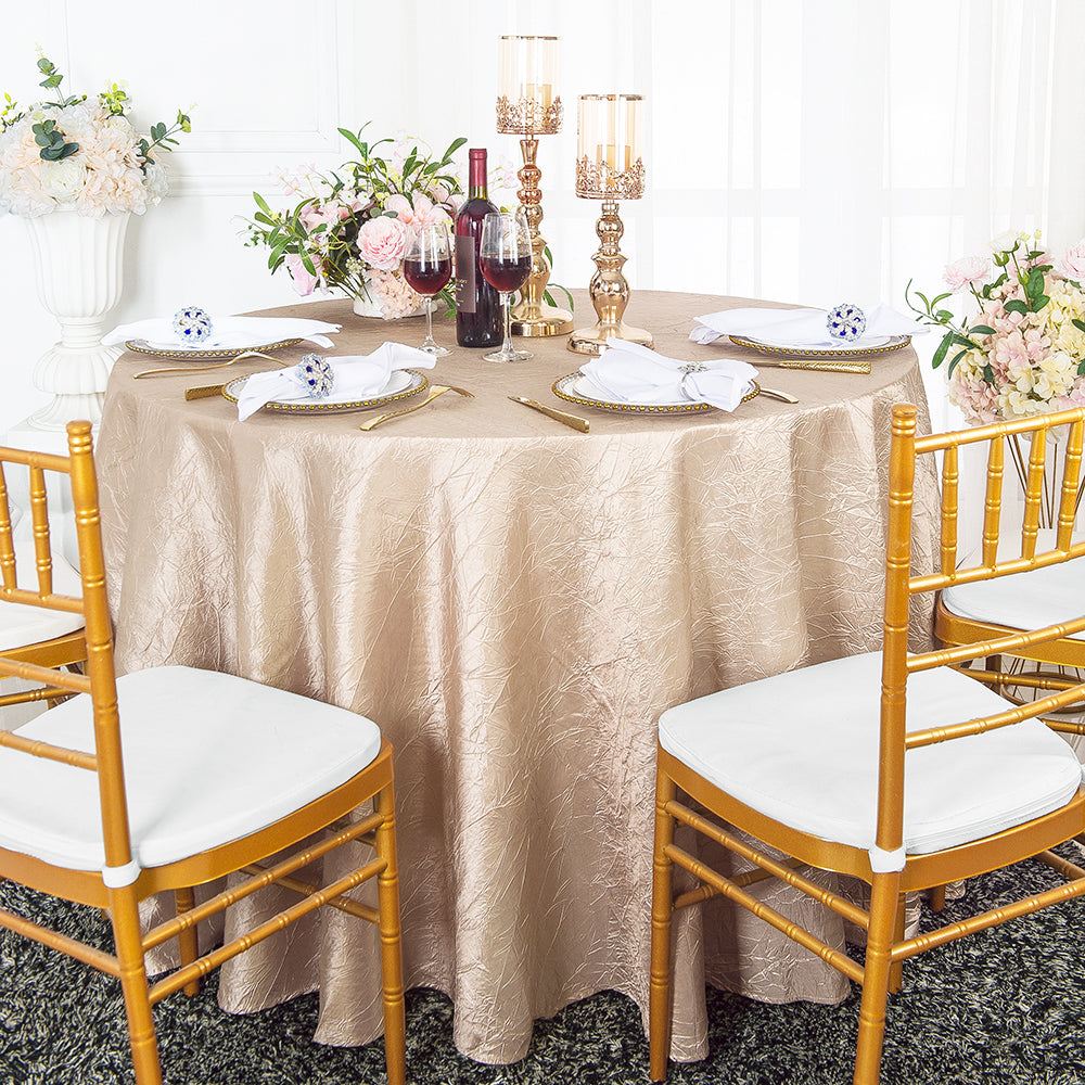 Round Crushed Taffeta Tablecloth 120 Champagne