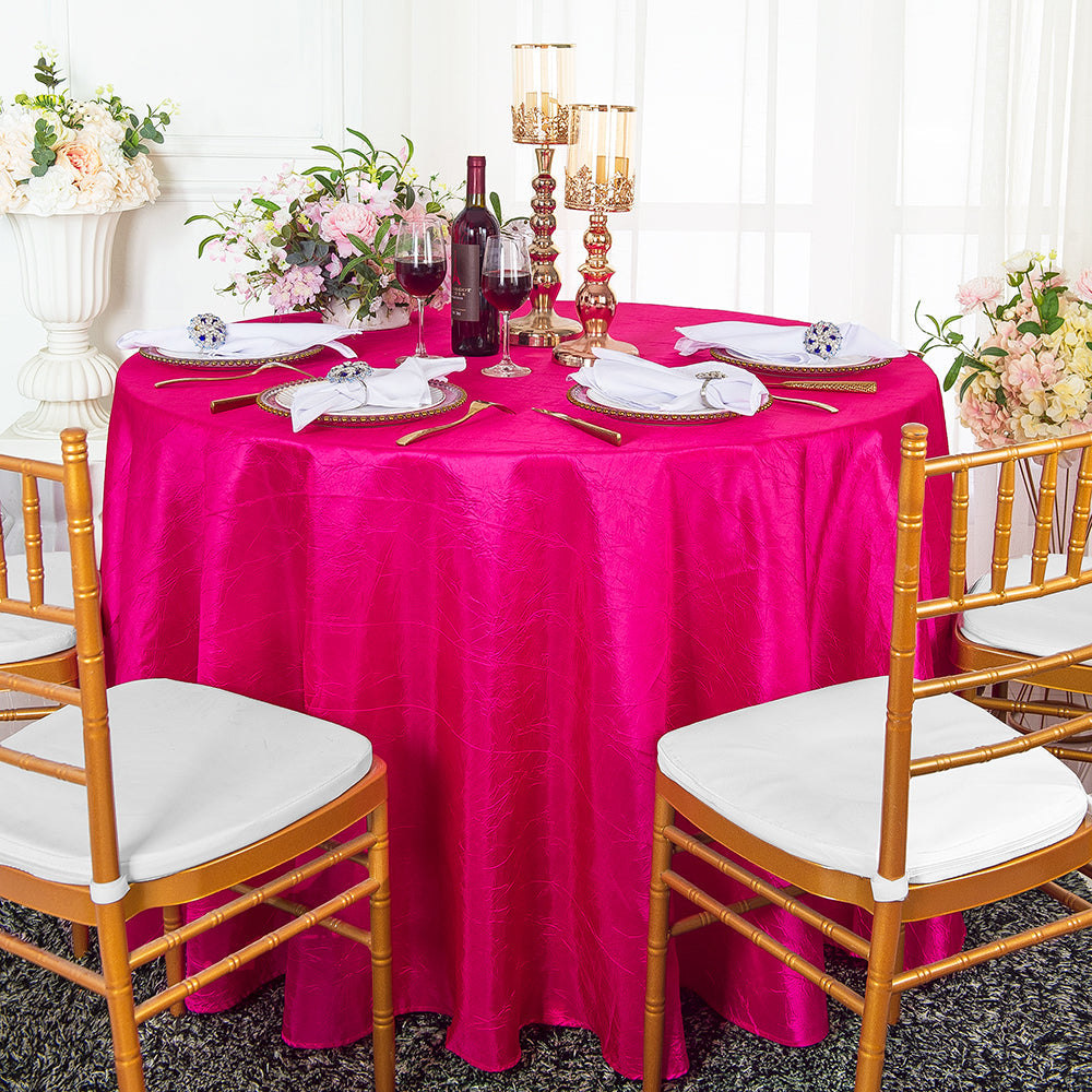 Round Crushed Taffeta Tablecloth 108" Fuchsia