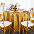 Round Crushed Taffeta Tablecloth 108" Gold