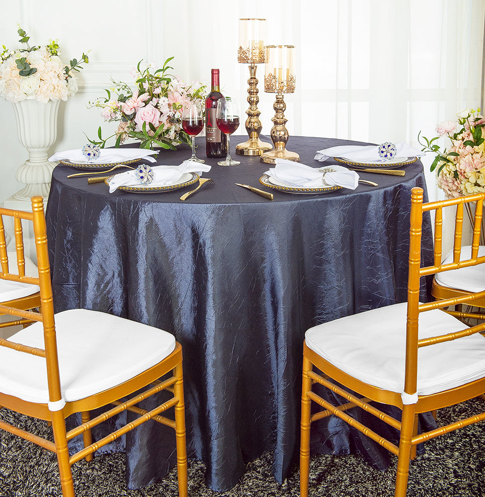 Round Crushed Taffeta Tablecloth 108" Pewter/Charcoal