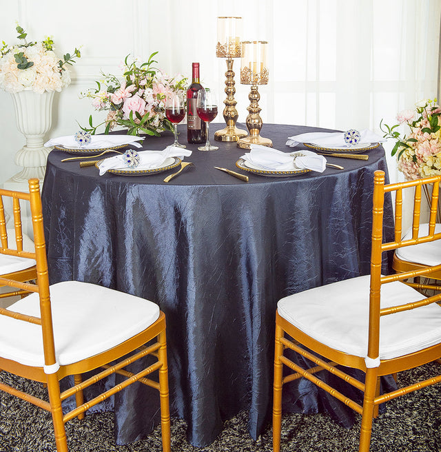 Round Crushed Taffeta Tablecloth 120" Pewter/Charcoal