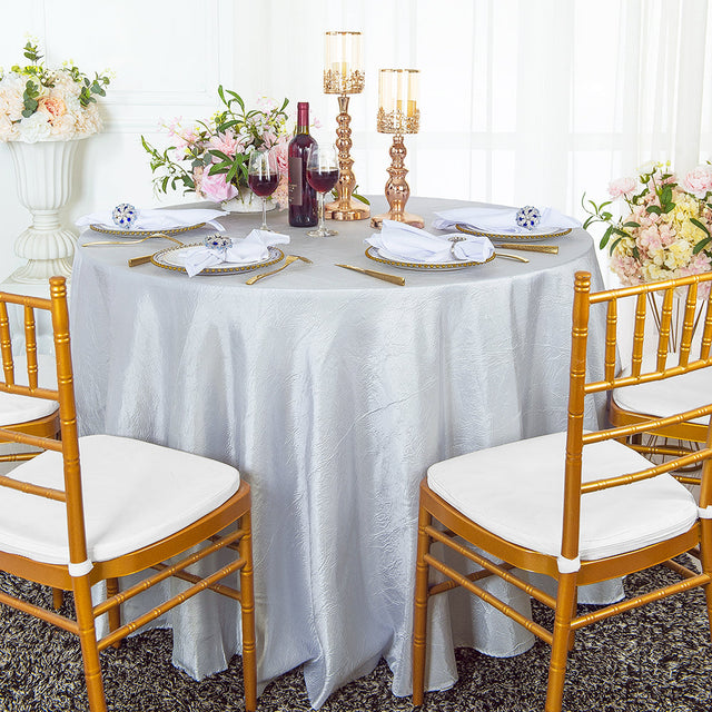 Round Crushed Taffeta Tablecloth 90" Platinum