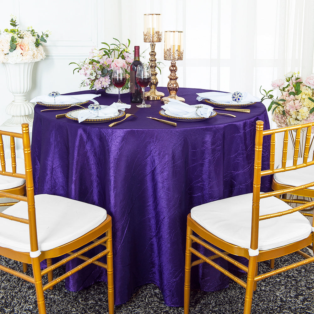 Round Crushed Taffeta Tablecloth 120" Regency Purple