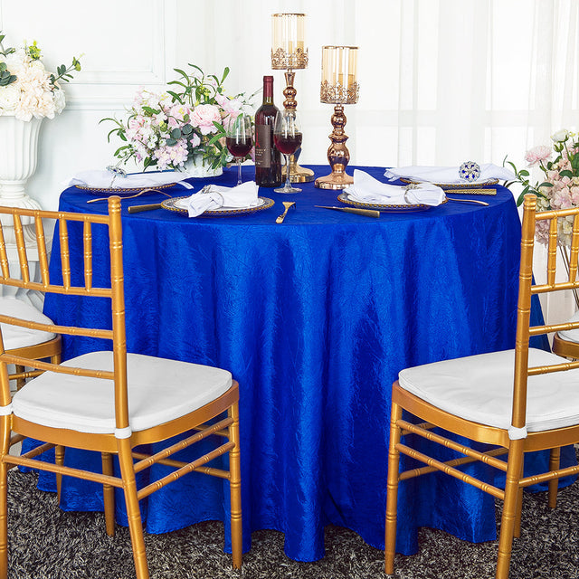 Round Crushed Taffeta Tablecloth 90" Royal Blue