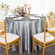 Round Crushed Taffeta Tablecloth 132" Silver