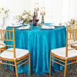 Round Crushed Taffeta Tablecloth 132 Turquoise