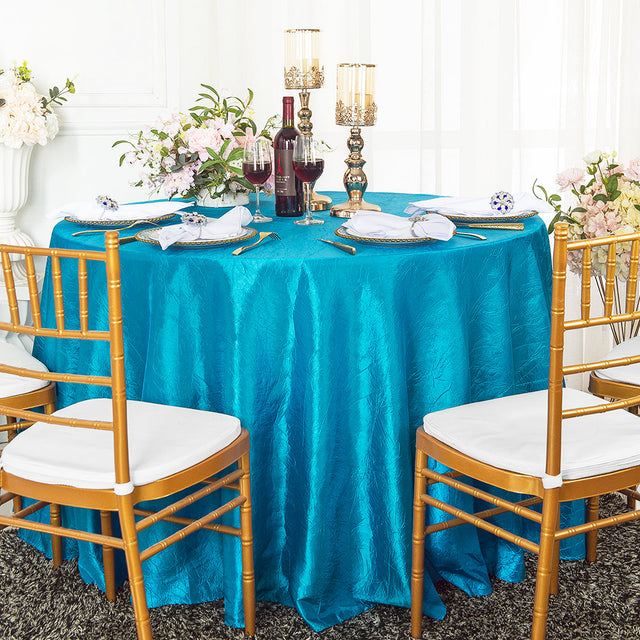 Round Crushed Taffeta Tablecloth 132 Turquoise