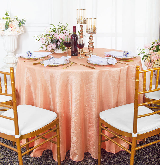 Round Crushed Taffeta Tablecloth 108" Apricot/Peach