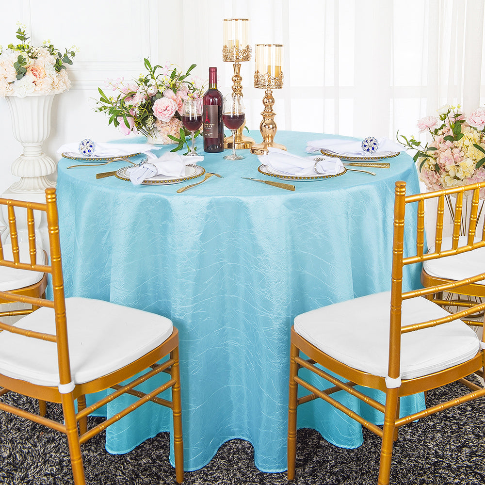 Round Crushed Taffeta Tablecloth 108" Baby Blue
