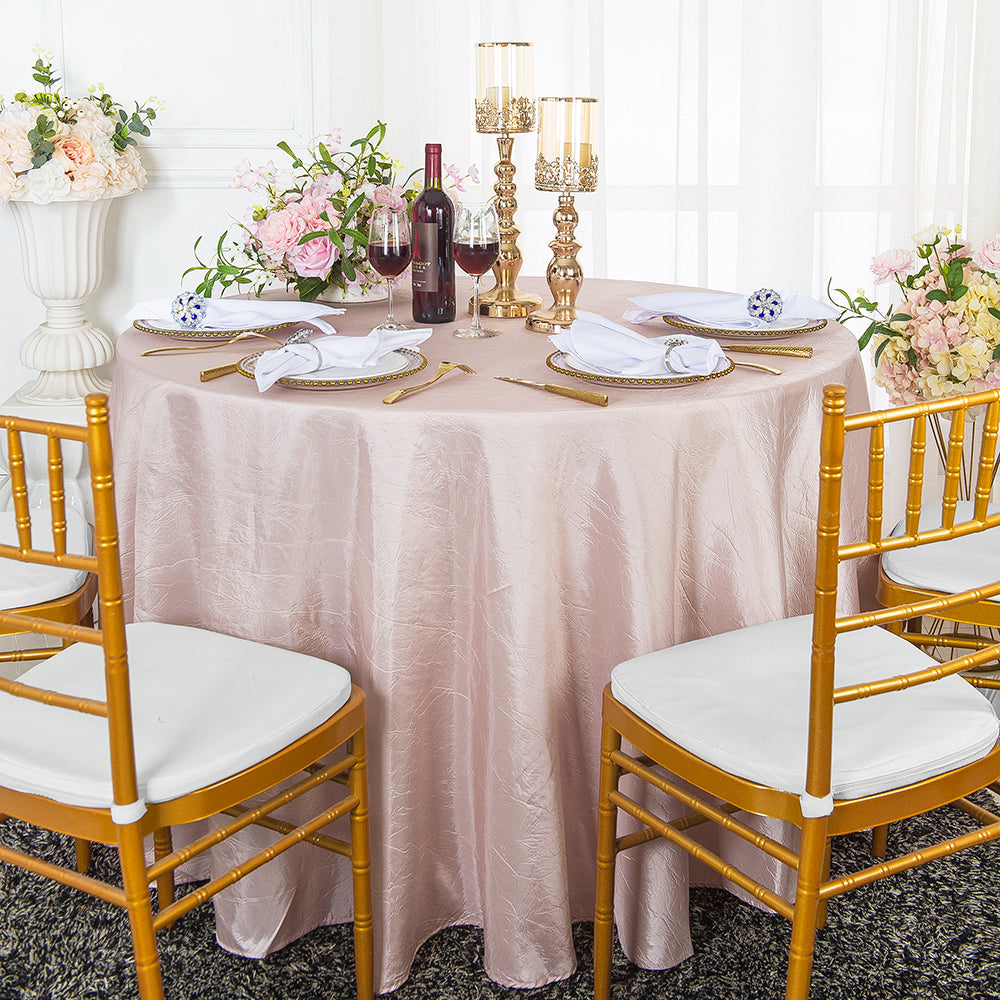Round Crushed Taffeta Tablecloth 108" Blush Pink