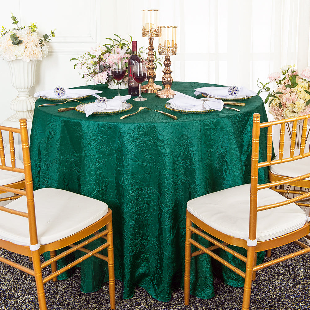 Round Crushed Taffeta Tablecloth 108" Hunter Green/Holly Green