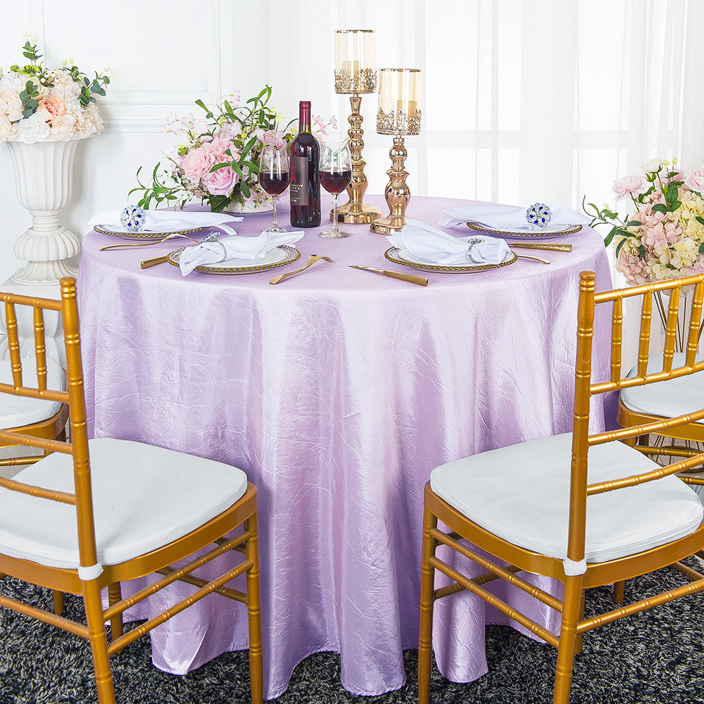 Round Crushed Taffeta Tablecloth 108" Lavender