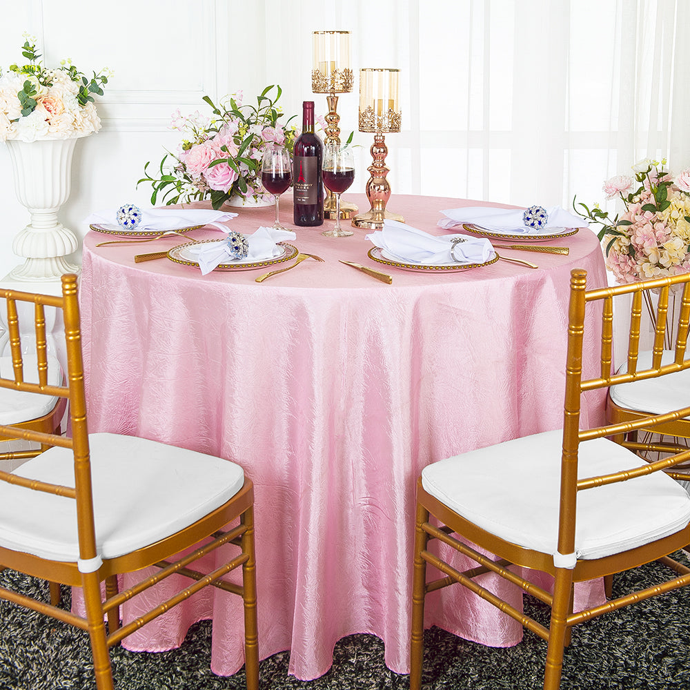 Round Crushed Taffeta Tablecloth 90 Inch Pink