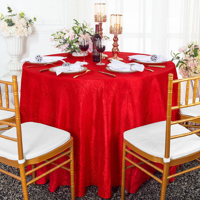 Round Crushed Taffeta Tablecloth 90" Red