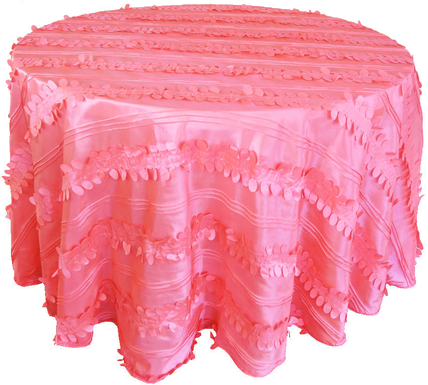 Round Taffeta Tablecloth 132" Coral