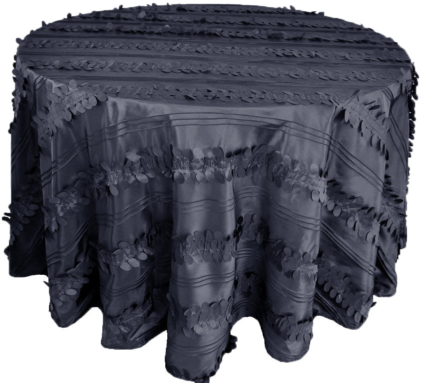 Round Taffeta Tablecloth 132" Pewter/Charcoal