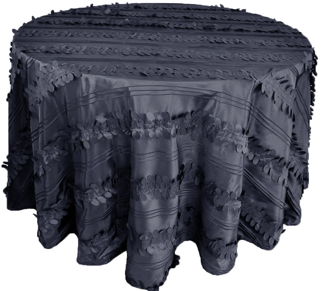 Round Taffeta Tablecloth 132" Pewter/Charcoal
