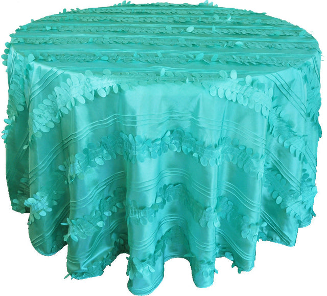 Round Taffeta Tablecloth 132" Tiff Blue/Aqua Blue