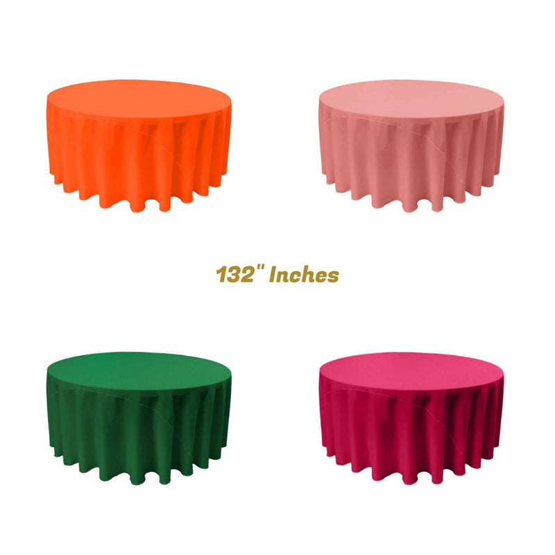 Round Poly Poplin Polyester Fabric - Seamless Round Tablecloth, 132" Diameter (1 Piece)