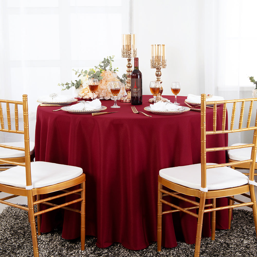 Round Polyester Tablecloth 132" Apple Red