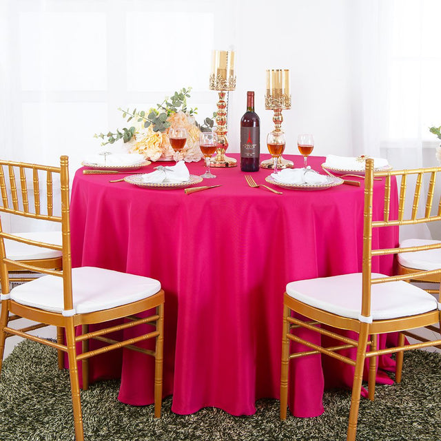 Round Polyester Tablecloth 120" Fuchsia