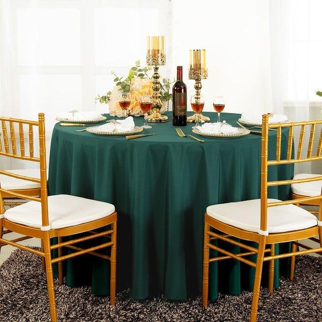 Round Polyester Tablecloth 120" Hunter Green