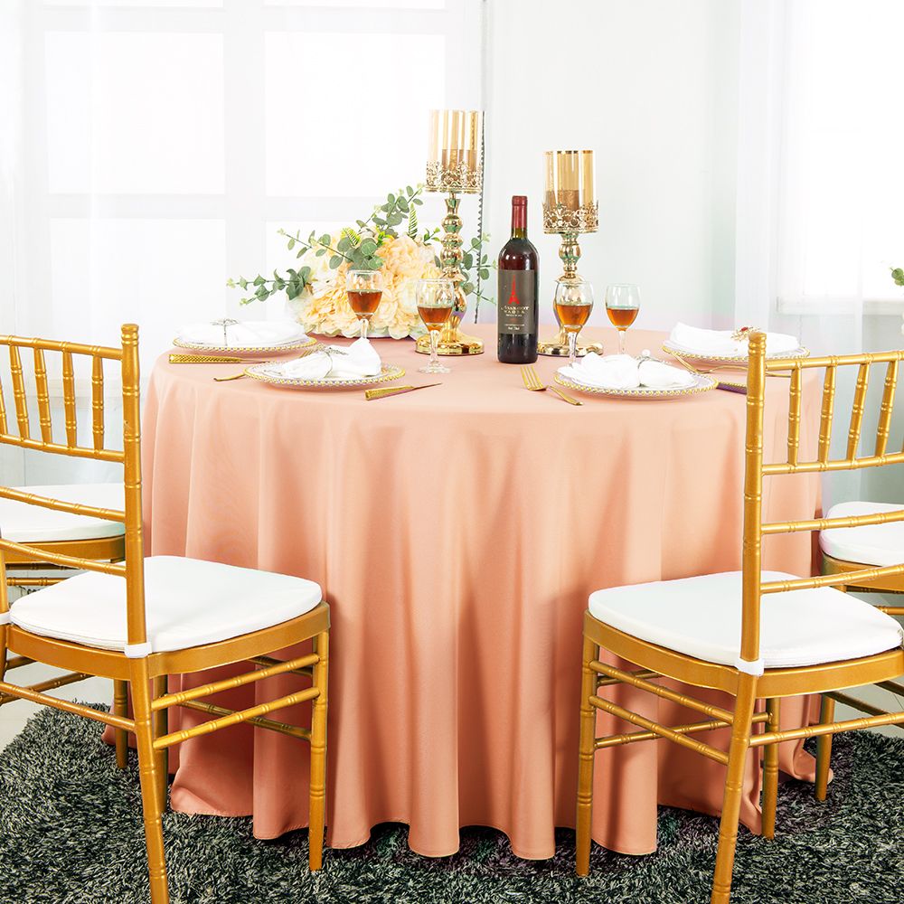Round Polyester Tablecloth 108" Apricot/Peach