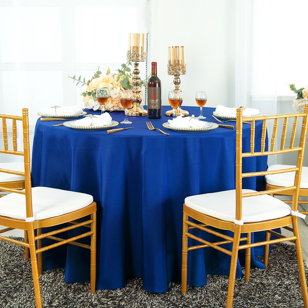 Round Polyester Tablecloth 120" Royal Blue